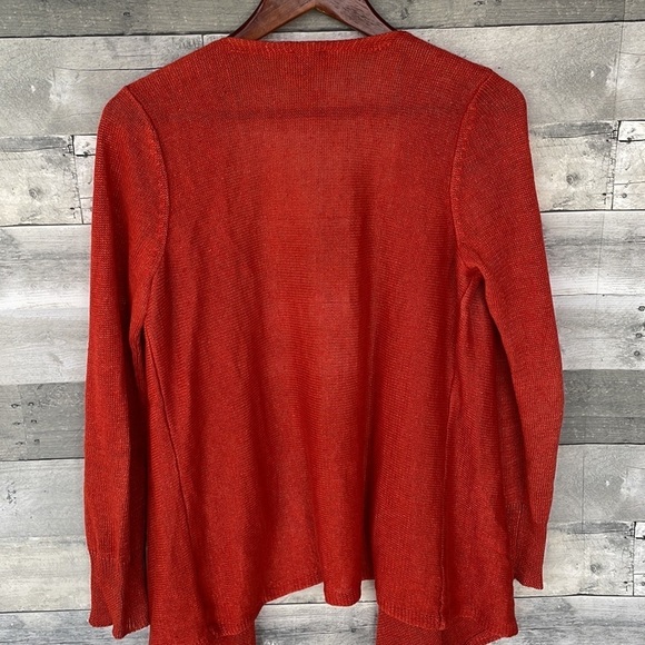Talbots 100% Linen Waterfall Cardigan Size Small Orange - Picture 8 of 10